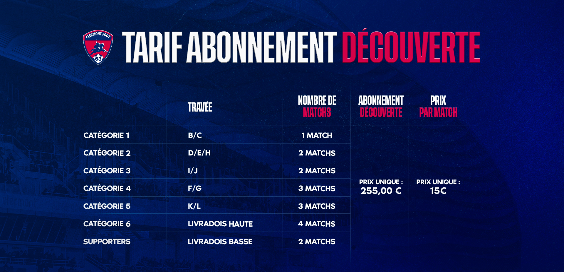 Nouvel abonnement 2024 - 2025 | Clermont Foot 63